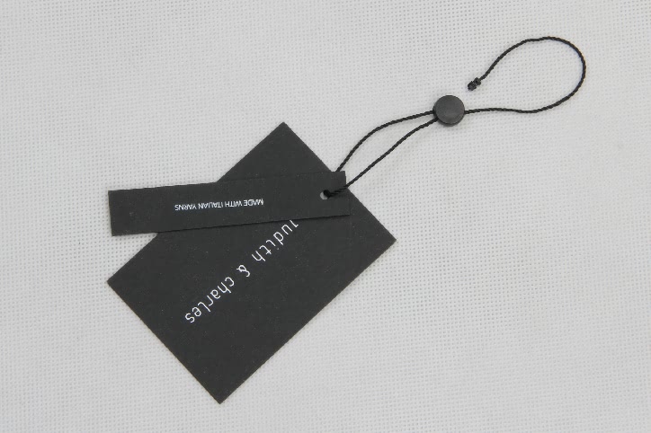 Both Side Silver Logo Art Paper Clothing Hang Tags With Black