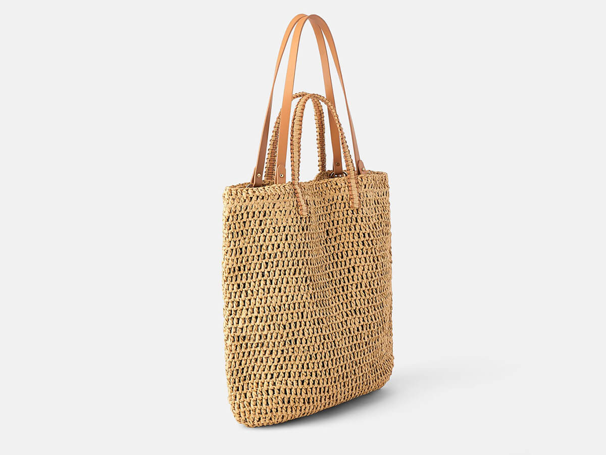 Confête - Newport Striped Fabric Handle Straw Bag